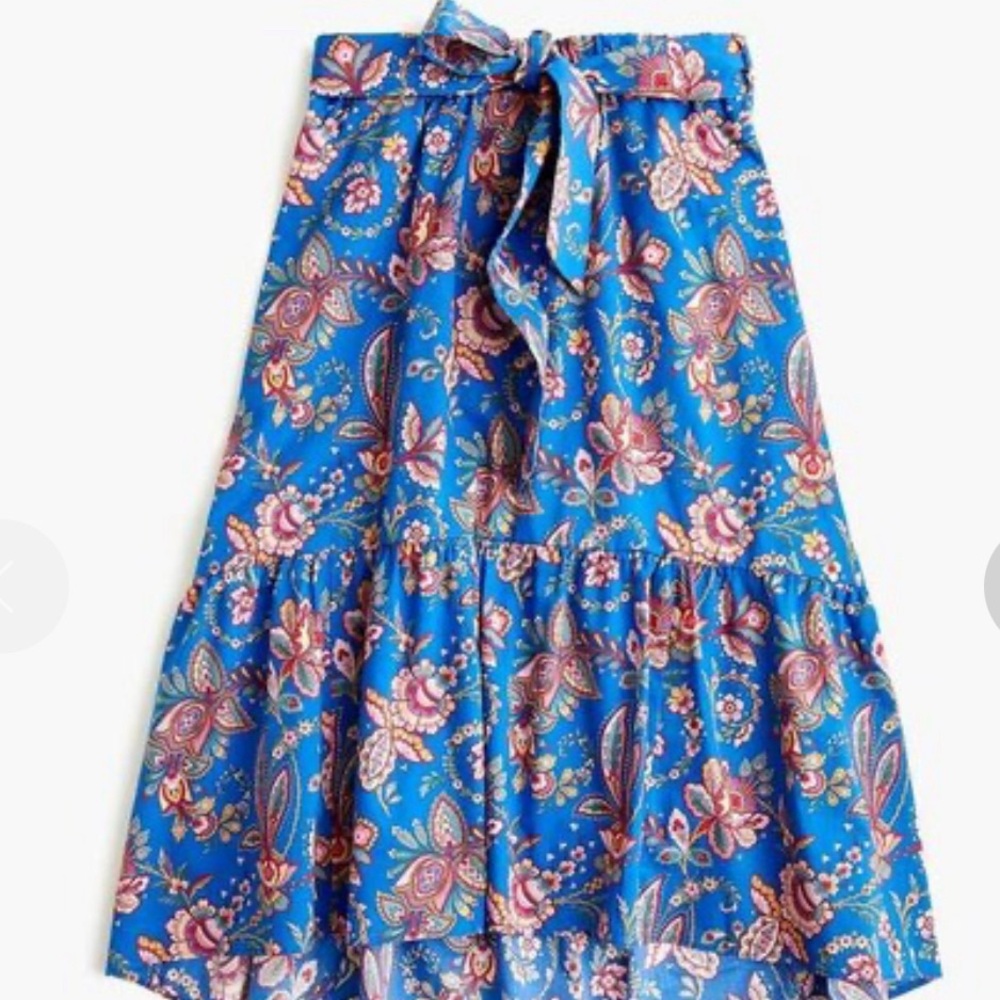 J. Crew Belted pull-on midi skirt in Liberty Flora Belle Size 2